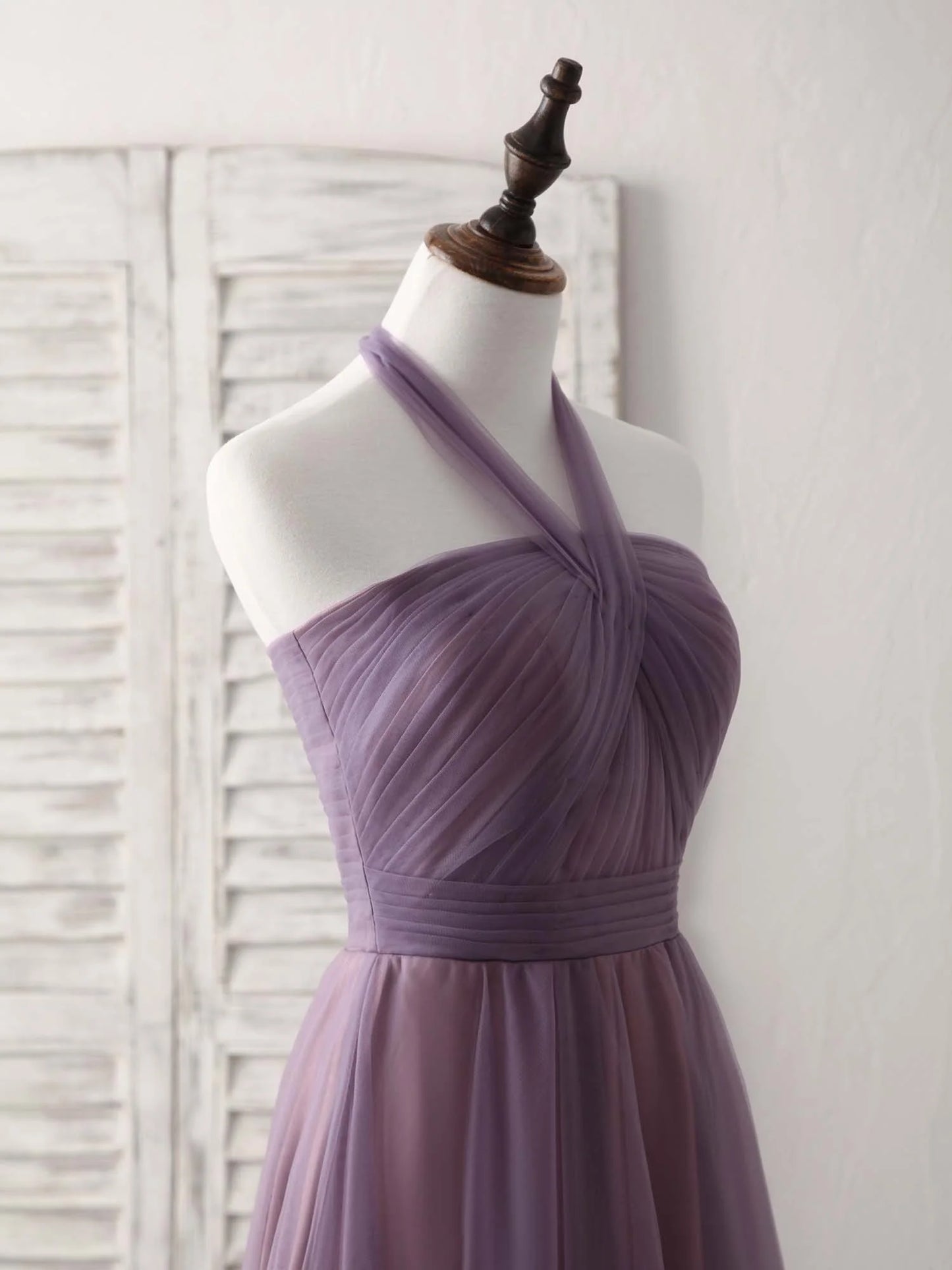 Tulle High Low Long Prom Dress Simple Bridesmaid Dress