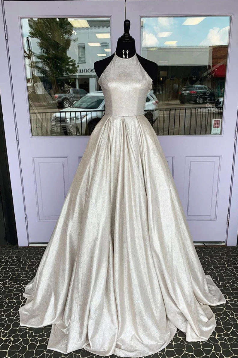 Unique gray long prom dress gray formal prom dress