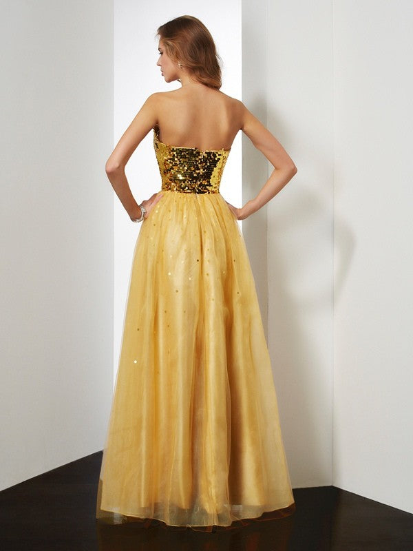 Sweet Sleeveless Bright Glitter Long Organza Dress