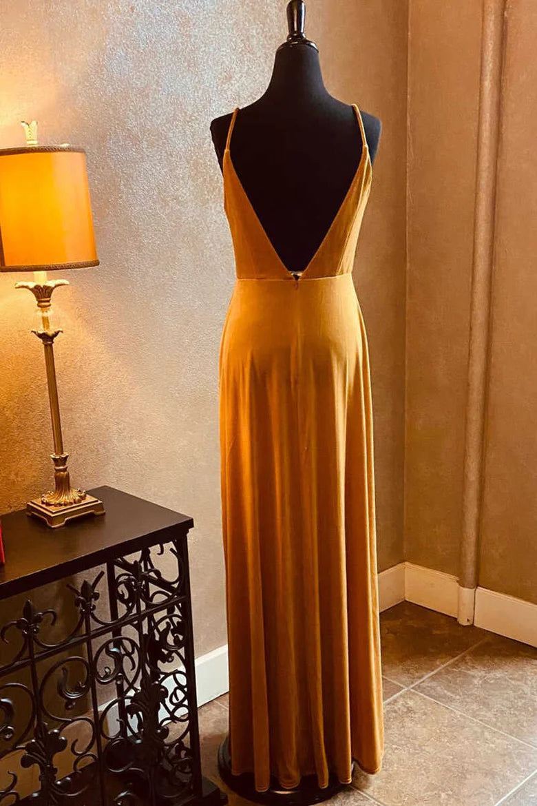 Velvet Backless Long Bridesmaid Dress