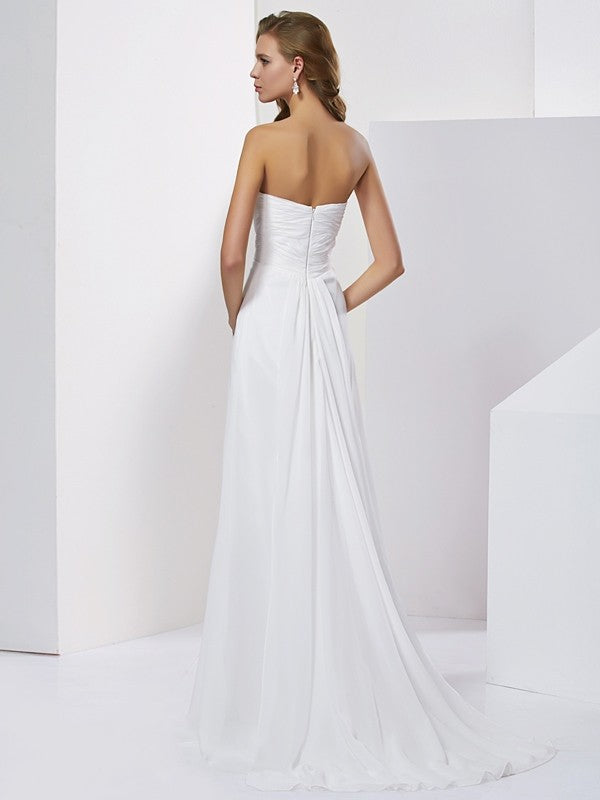 A-line Princess Sweet Decal Sleeveless Beaded Long Elegant Chiffon Dress