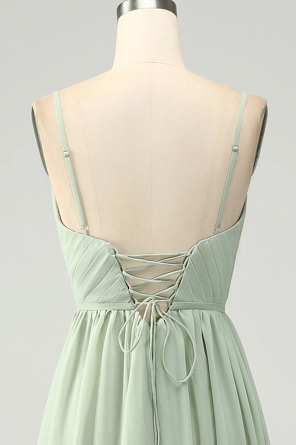 A Line Spaghetti Straps Pleated Maternity Bridesmaid Dress With Slit