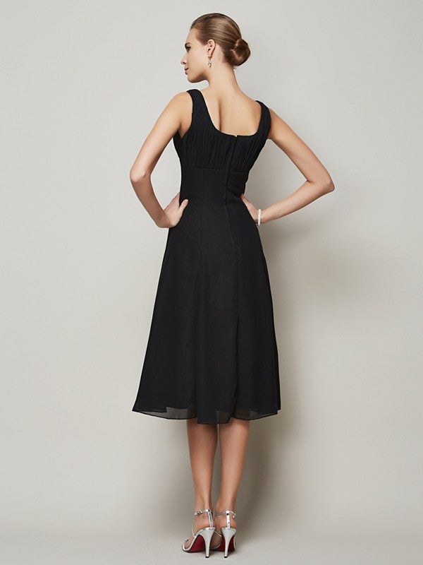 Princess shoulder strap sleeveless pleated short chiffon elegant bridesmaid dress