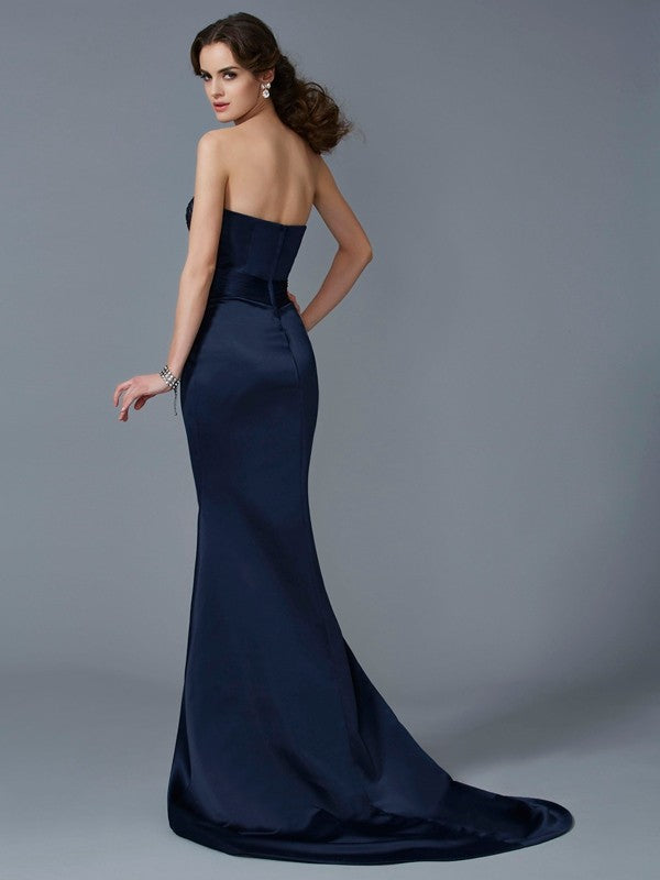 Slim fit elegant mermaid sleeveless beaded satin long skirt