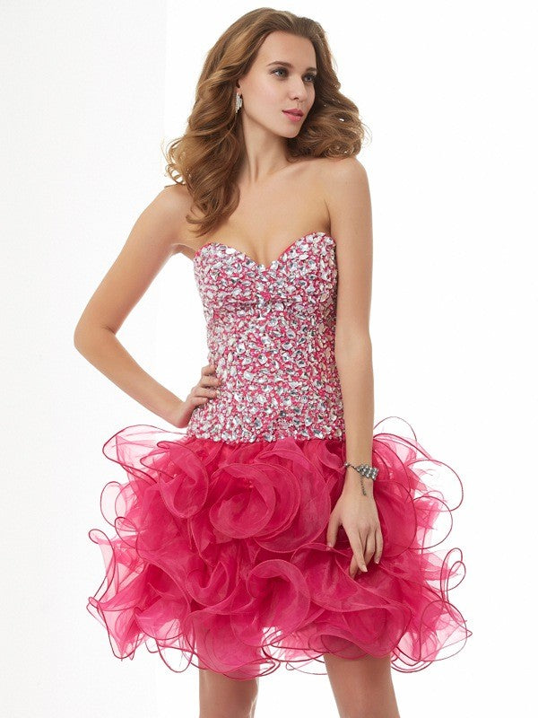 Pillar shaped sweet sleeveless beaded short party back to school dress