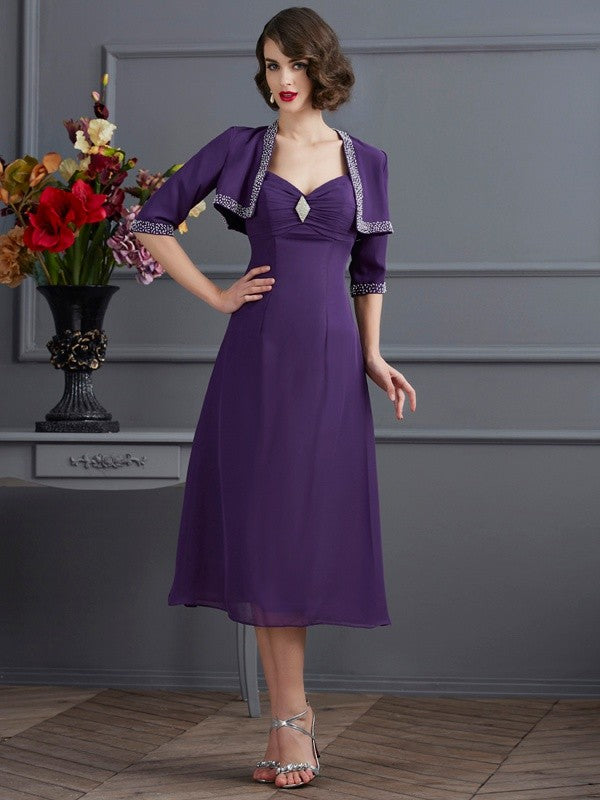 A-line Princess Italian Noodle Strap Sleeveless Chiffon Bride Dress