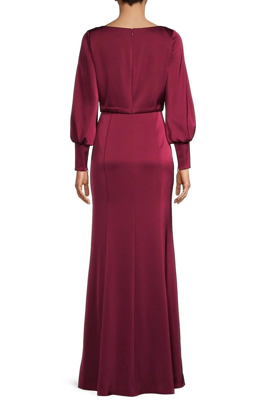 Boat Neck Keyhole Front Long Sleeve Mermaid Satin Mother of the Bride Dress