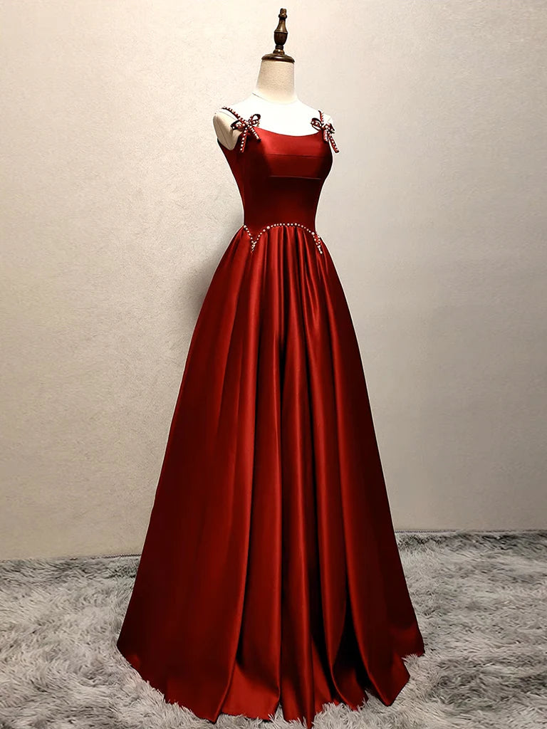 Simple Backless Satin Yellow Long Evening Dress Yellow Evening Dress