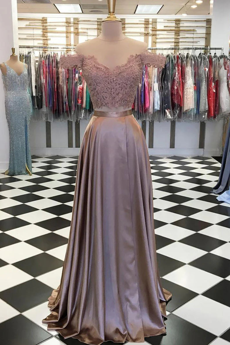 Unique two pieces lace long prom dress lace prom dress