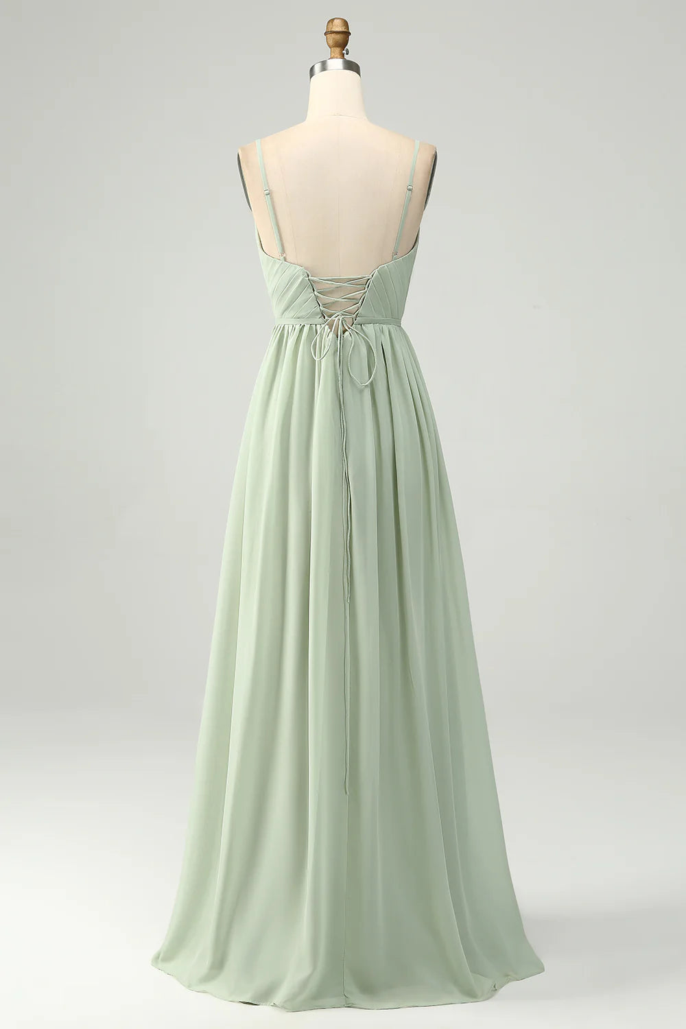 A Line Spaghetti Straps Pleated Maternity Bridesmaid Dress With Slit