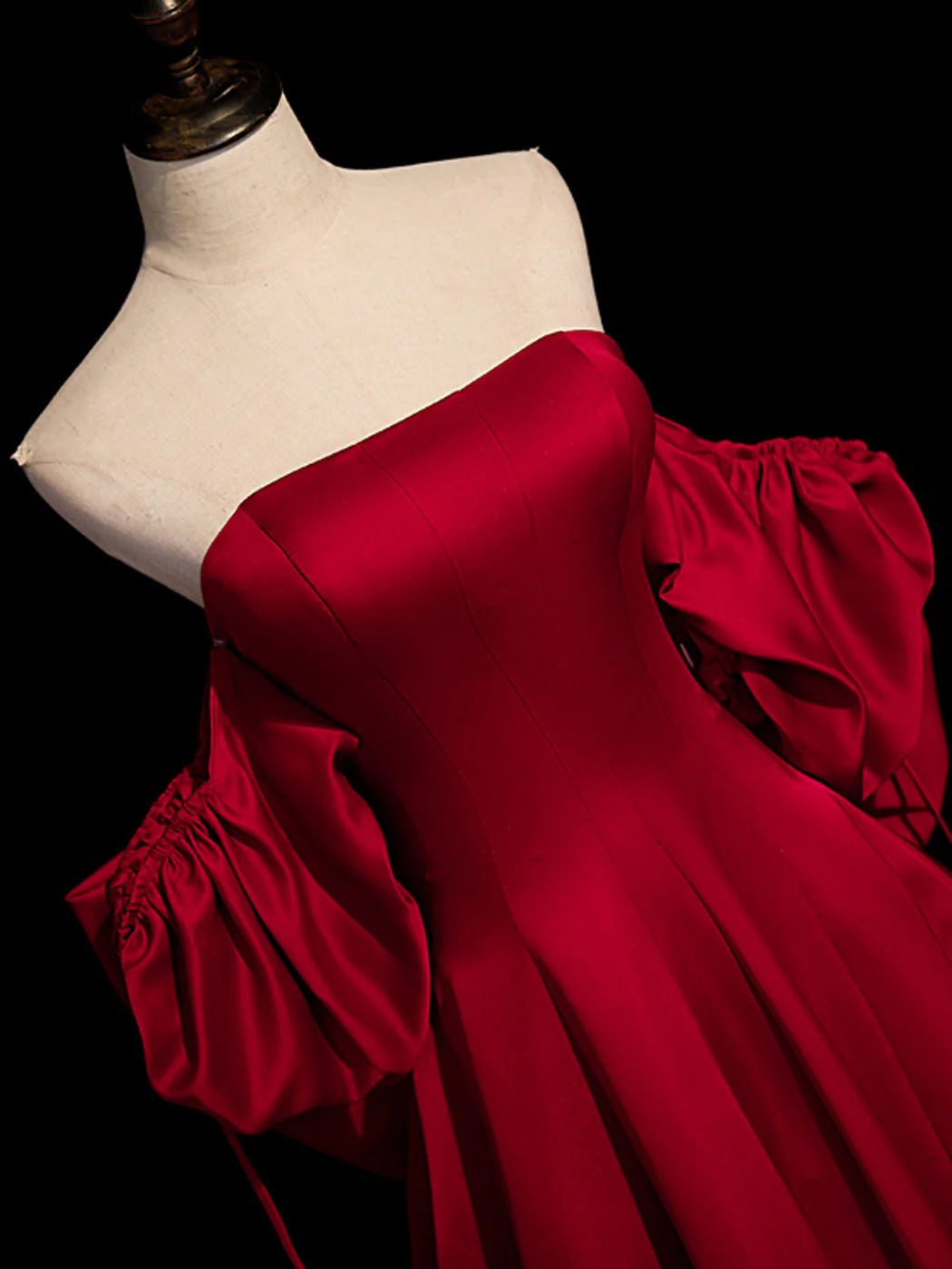A-Line Burgundy Long Prom Dresses Satin Burgundy Formal Evening Dresses