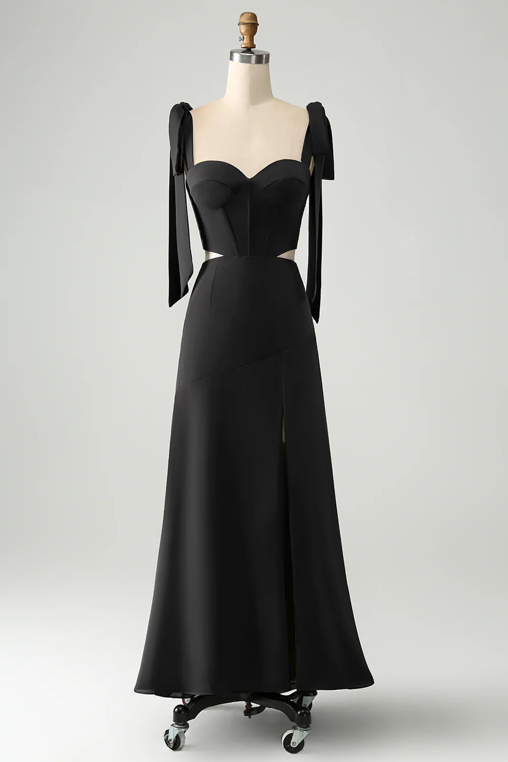 A Line Spaghetti Straps Floor Length Dress with Slit