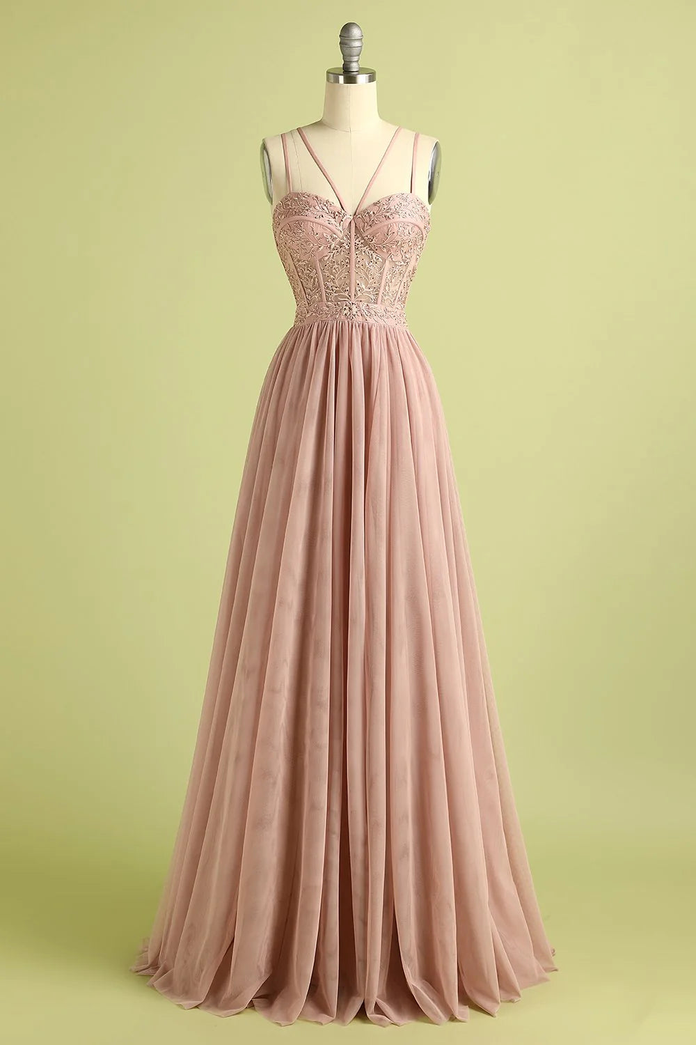 OKBBN elegant sleeveless slit thin shoulder strap evening gown