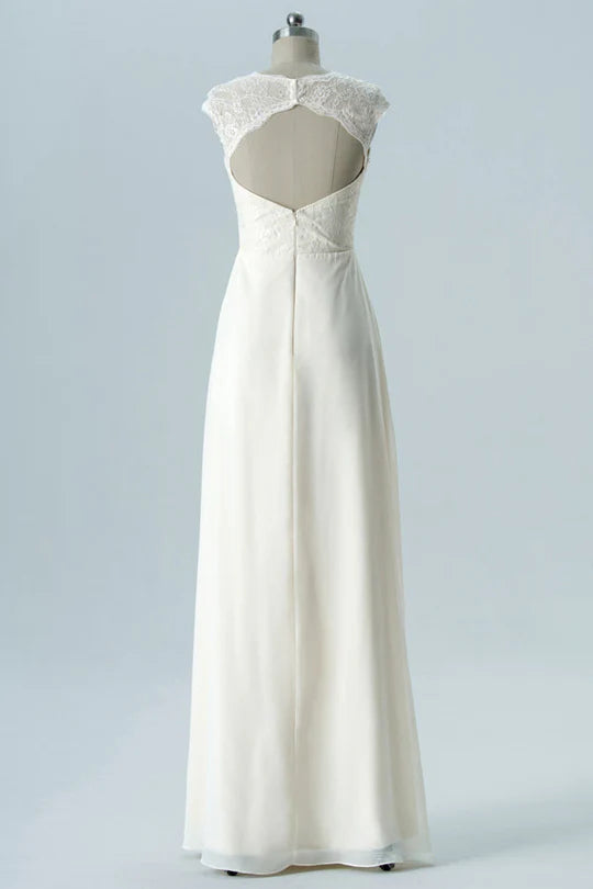White Embroidered Sleeveless Bridesmaid Dress