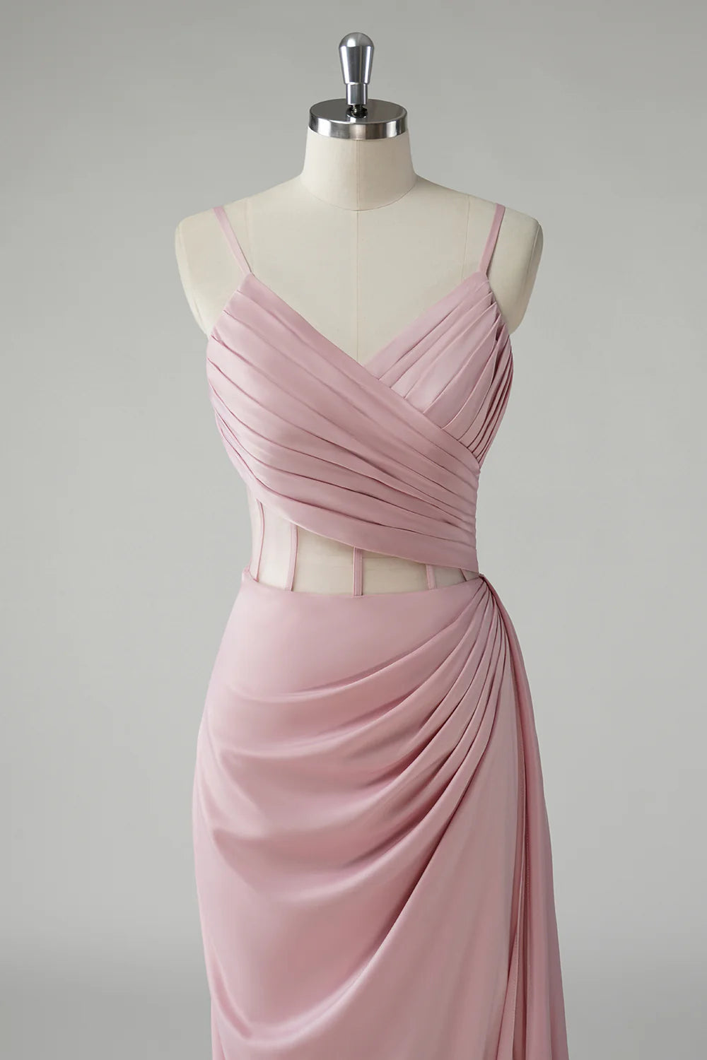 OKBBN mermaid slim shoulder straps, side straps, pleated tight corset, long evening gown