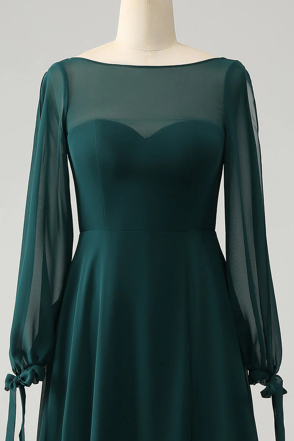 OKBBN A-line slit chiffon bridal mother dress