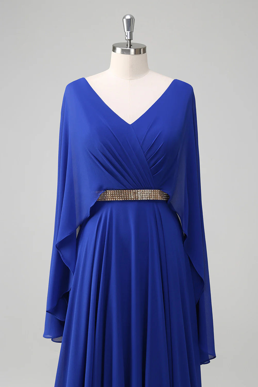 OKBBN A-line V-neck pleated long bridal mother gown