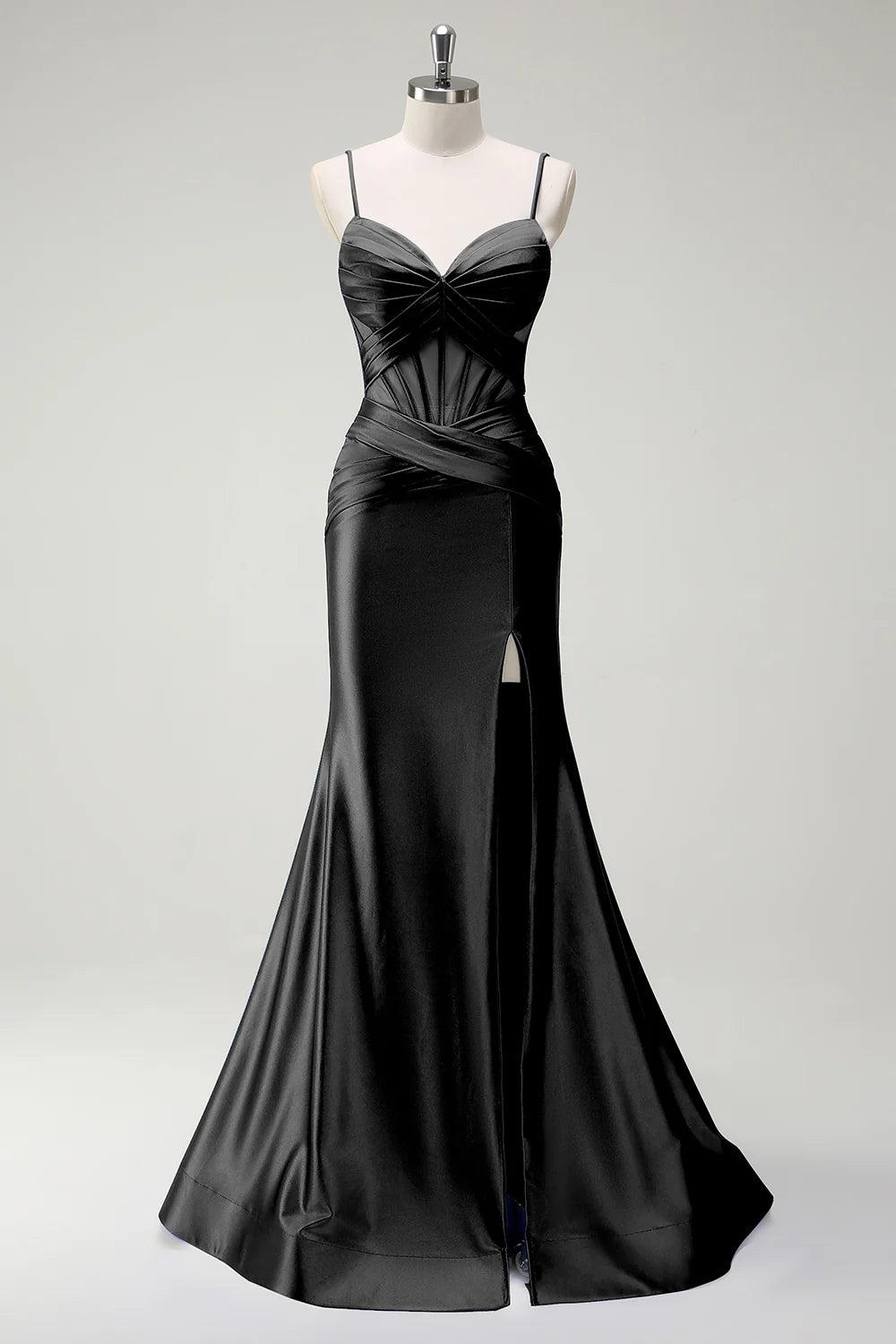 OKBBN mermaid slim shoulder strap long satin sleeveless evening gown