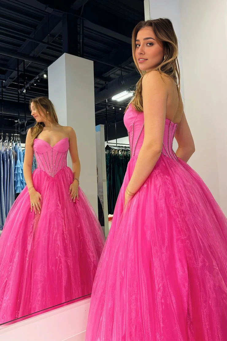 OKBBN A-line Sweetheart Eugenia Long Ball Dress with Beads