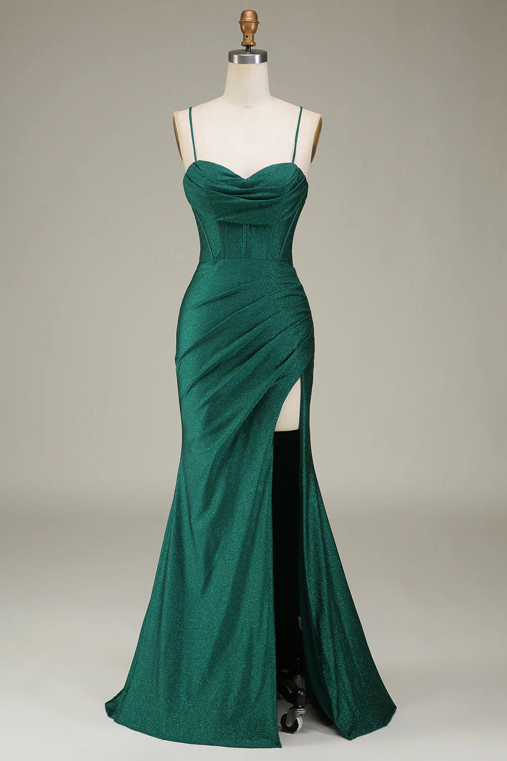 OKBBN mermaid slim shoulder strap satin tight corset slit evening gown