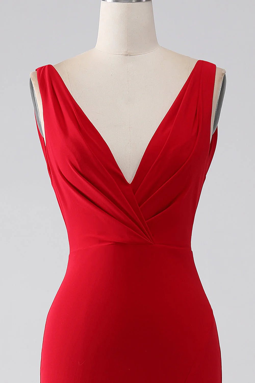 OKBBN mermaid V-neck long backless slit evening gown