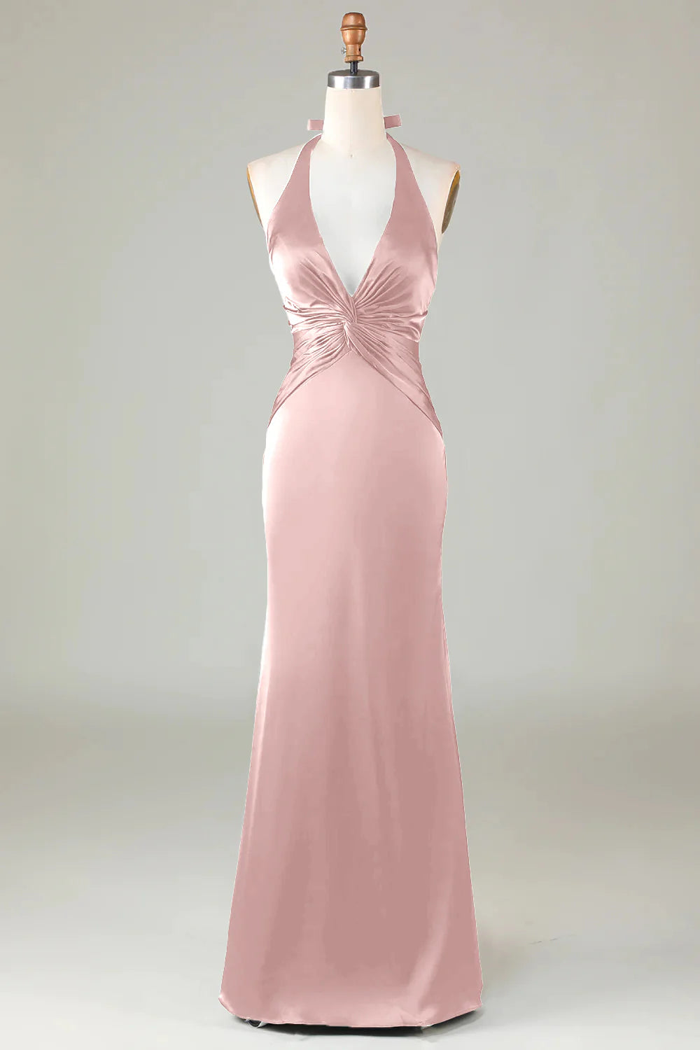 OKBBN Elegant Mermaid Strap Satin Long Evening Dress