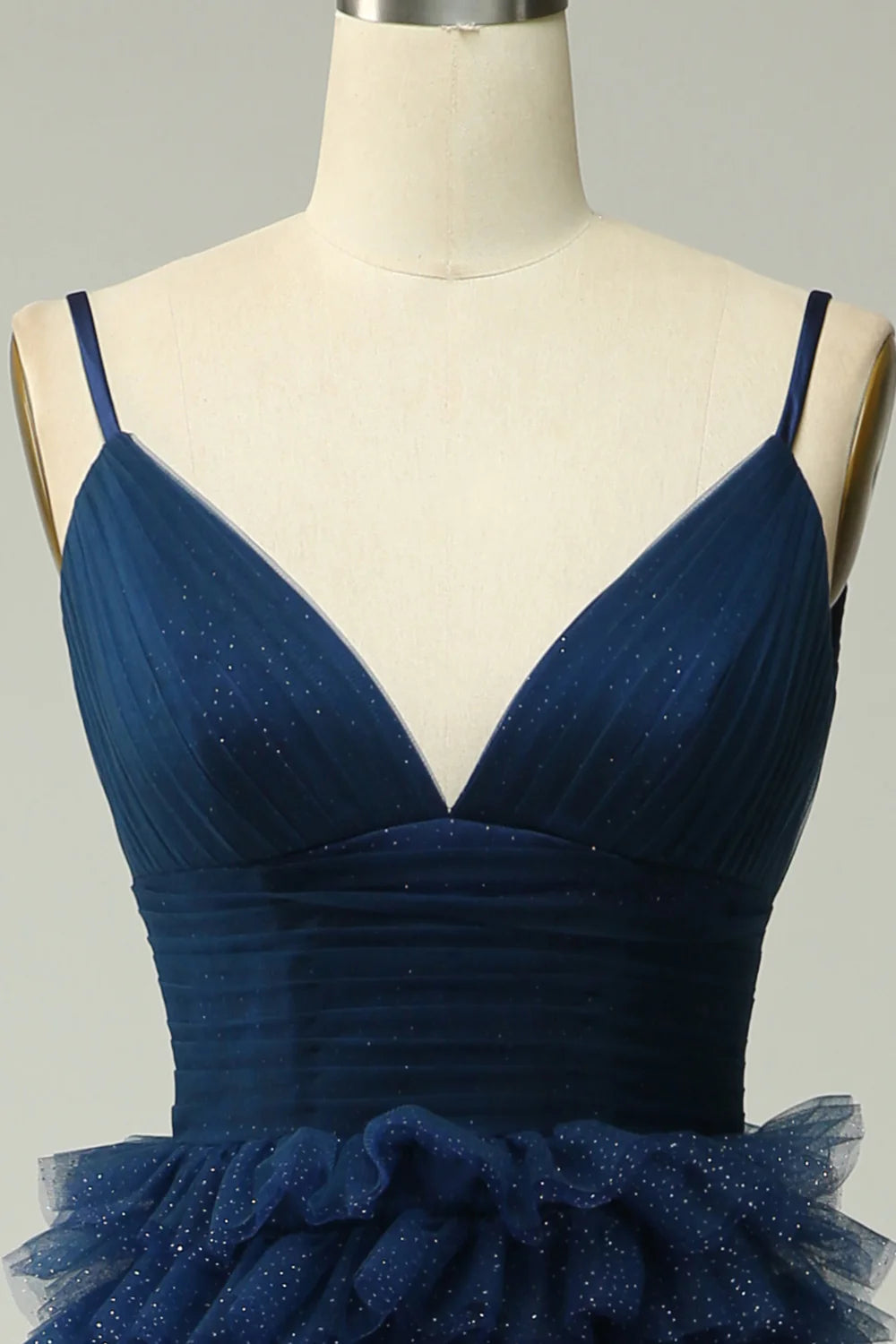 OKBBN Elegant Layered A-line Strap Evening Dress