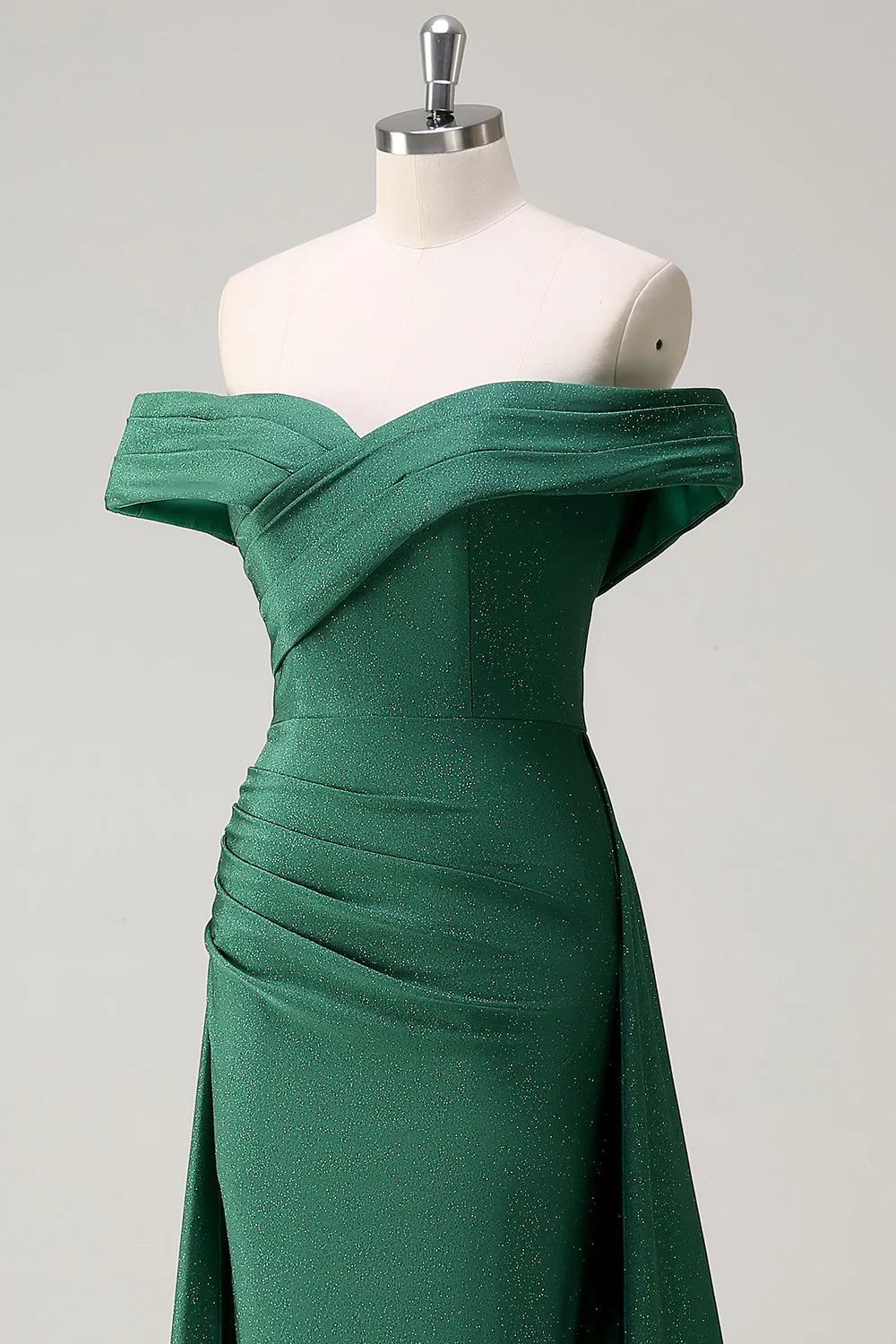 OKBBN off shoulder strapless pleated long evening gown