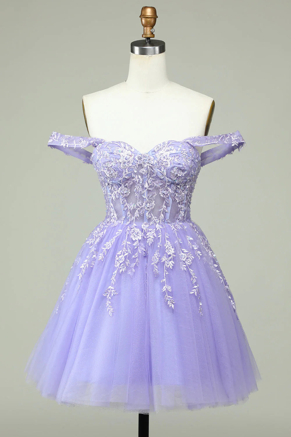 A Line Off the Shoulder Corset Short Homecoming Dress