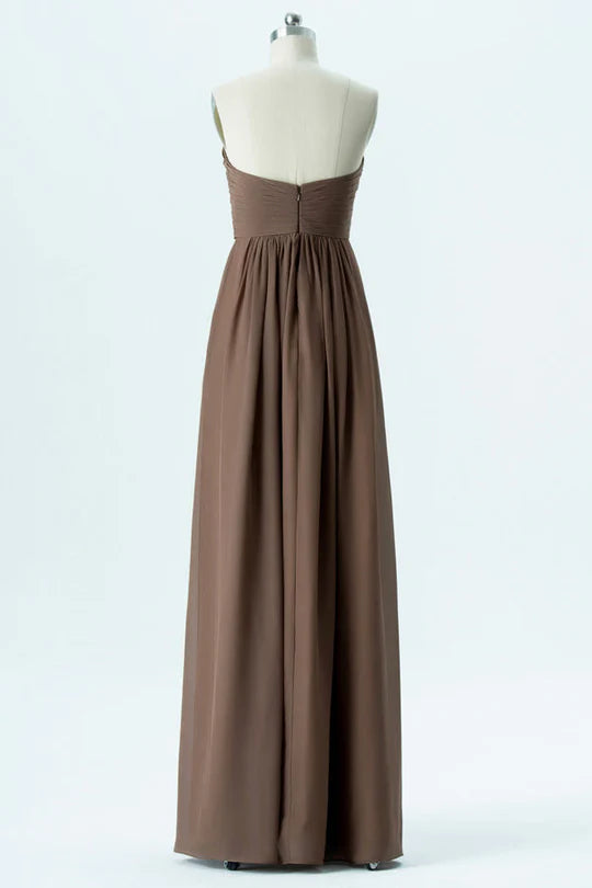 Brown Strapless Bridesmaid Dress
