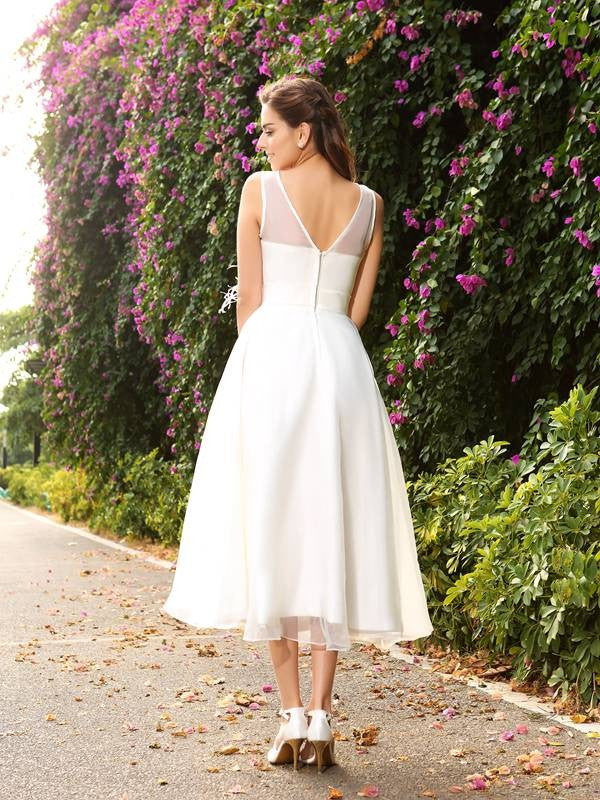 A-line Beto Princess Belt Belt Sleeveless Length Satin Wedding Dress