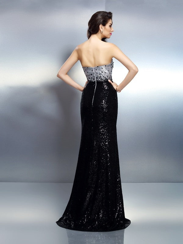 Mermaid strapless sequin sleeveless sequin dress