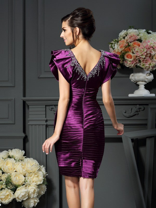 V-neck beaded sleeveless elastic woven satin bridal dress