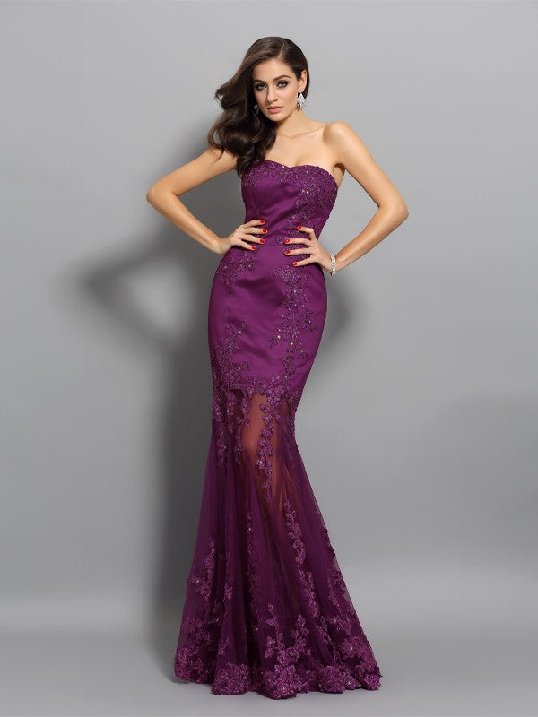 Slim Fit Mermaid Sweetheart Beaded Sleeveless Lace Dress