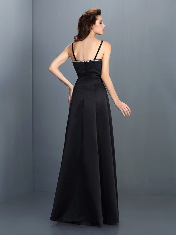 A-line Elegant Princess Italian Noodle Strap Sleeveless Long Chiffon Dress