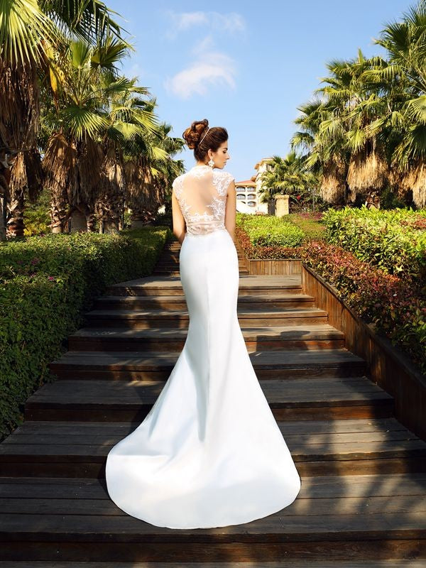 Loudspeaker slim fit mermaid high neck sleeveless long satin dress