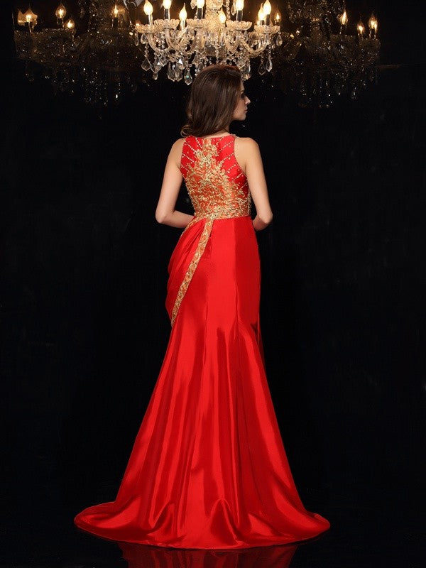 A-line Princess Sweet Sleeveless Taffeta Long Dress