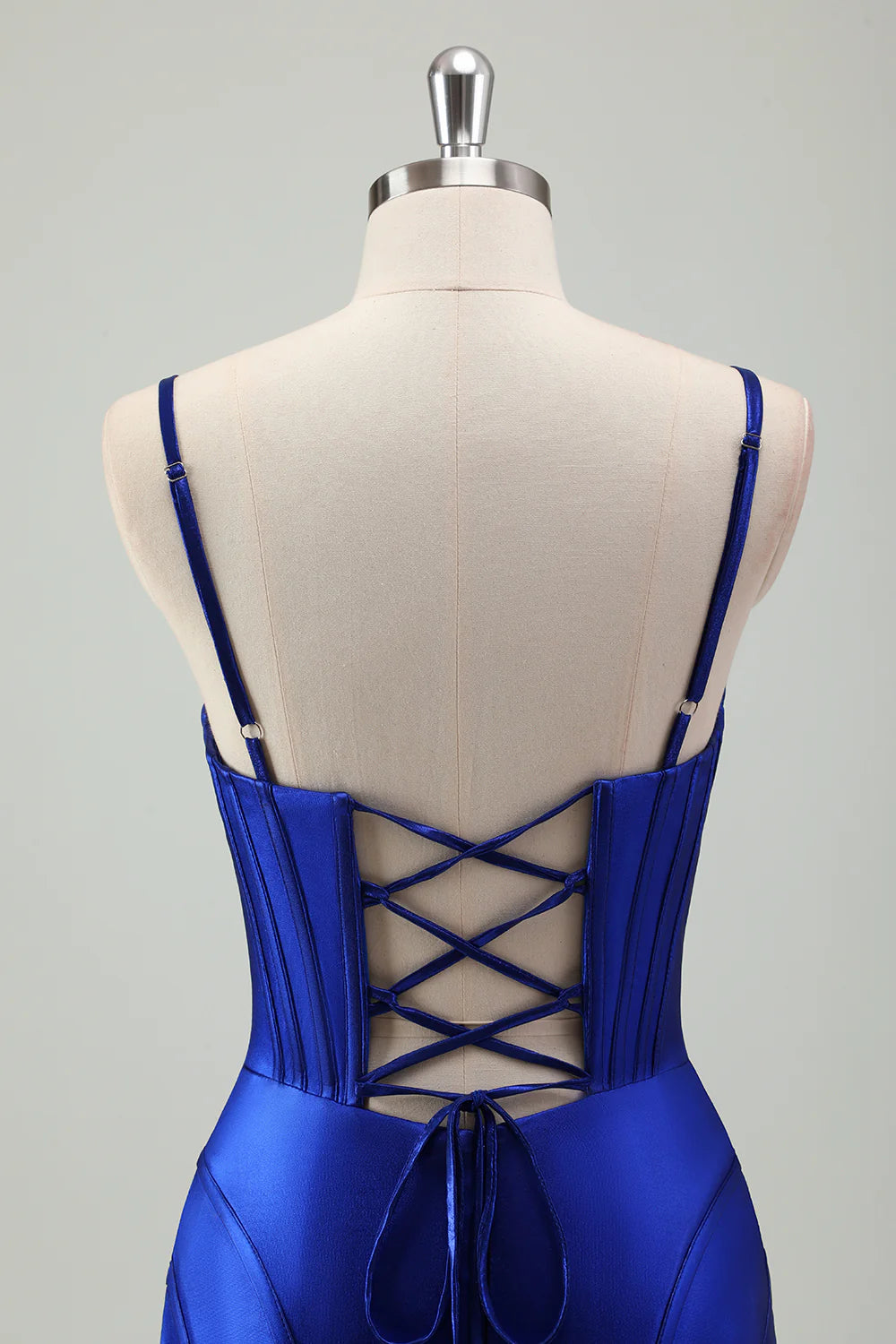 OKBBN mermaid slim shoulder strap backless tight corset long slit evening gown