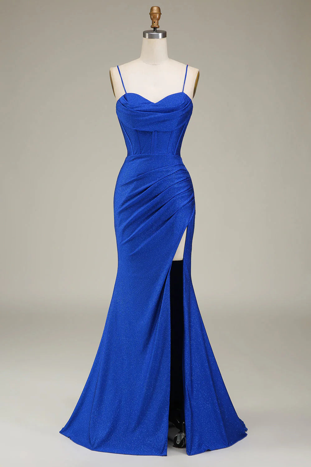 OKBBN mermaid slim shoulder strap satin tight corset slit evening gown