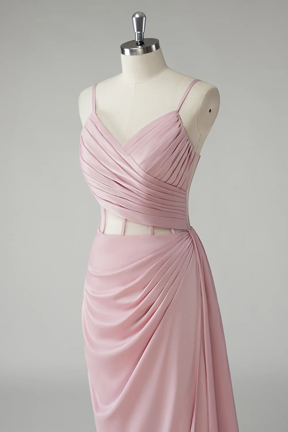 OKBBN mermaid slim shoulder straps, side straps, pleated tight corset, long evening gown