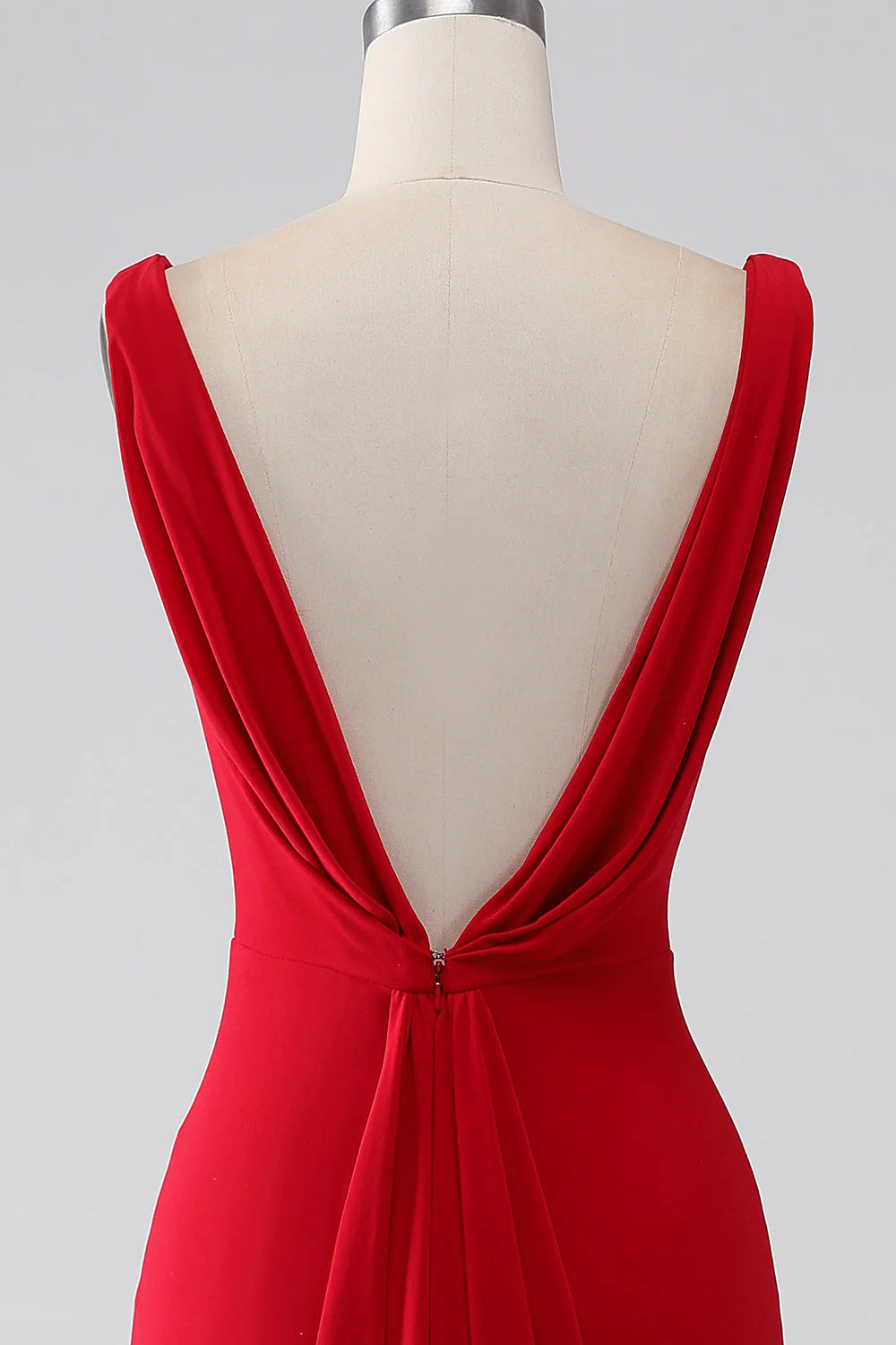 OKBBN mermaid V-neck long backless slit evening gown