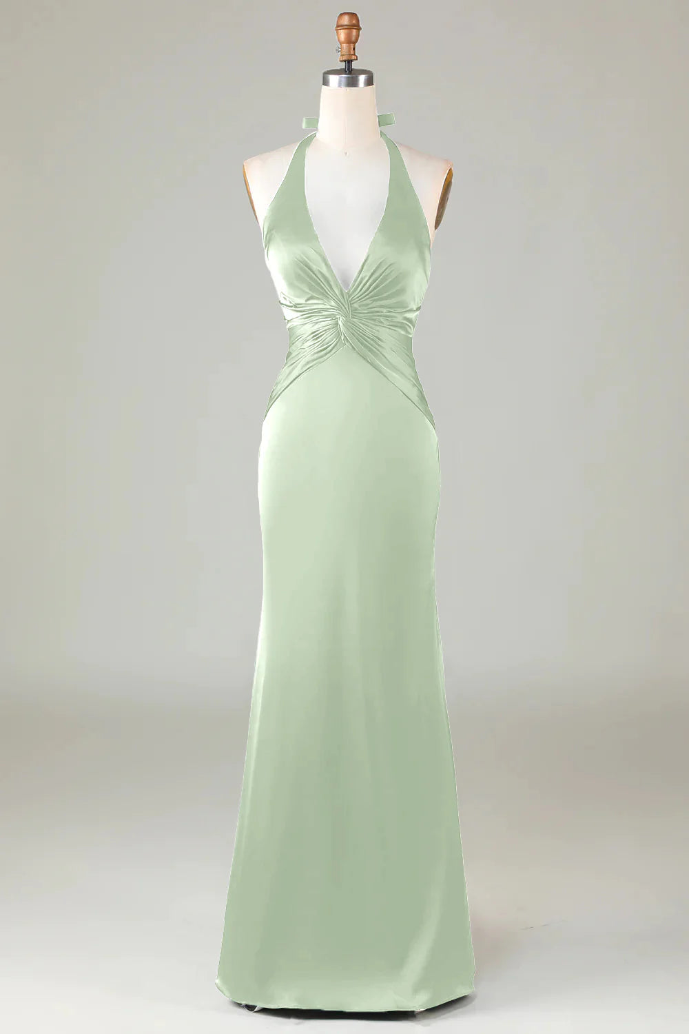 OKBBN Elegant Mermaid Strap Satin Long Evening Dress