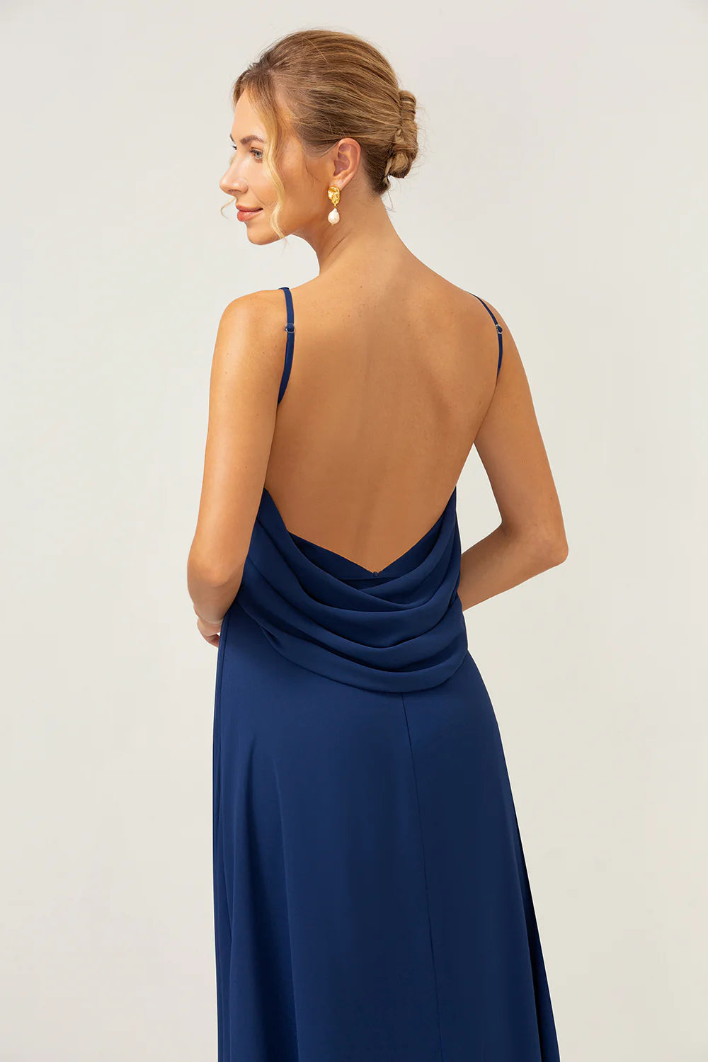 OKBBN Mermaid Backless Long Chiffon Sleeveless Bridal Mother Dress