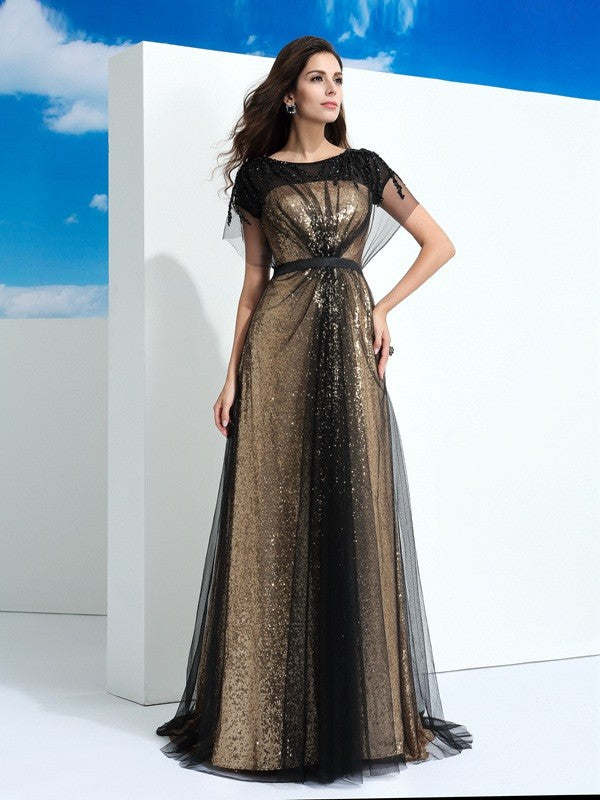 A-line Princess Diagonal Neck Button Short Sleeve Long Mesh Dress