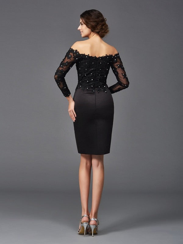 Sexy Off Shoulder Lace Long sleeved Satin Bridal Dress
