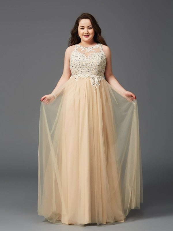 A-line Elegant Princess Dress Water Diamond Sleeveless Long sleeved Plus Size Dress