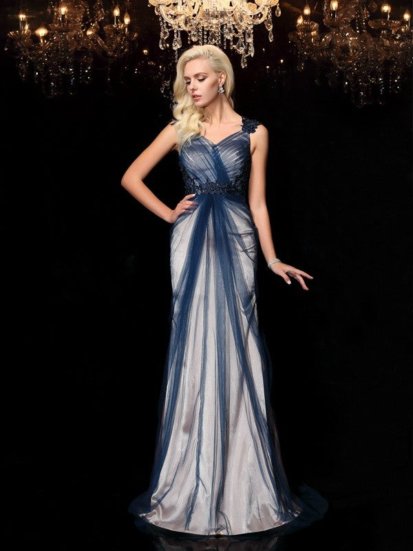 Applique Elastic Woven Satin Dress with Sheath Column Lace