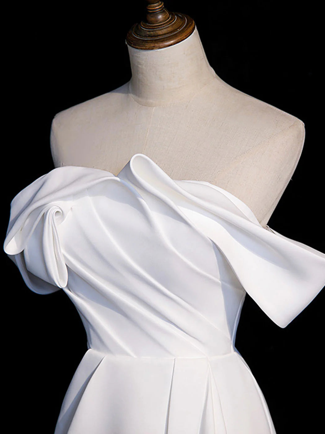 White Off Shoulder Satin Long Prom Dress White Long Evening Formal Dress