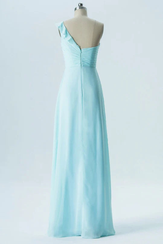 One-Shoulder Ruffled Bridesmaid Dress
