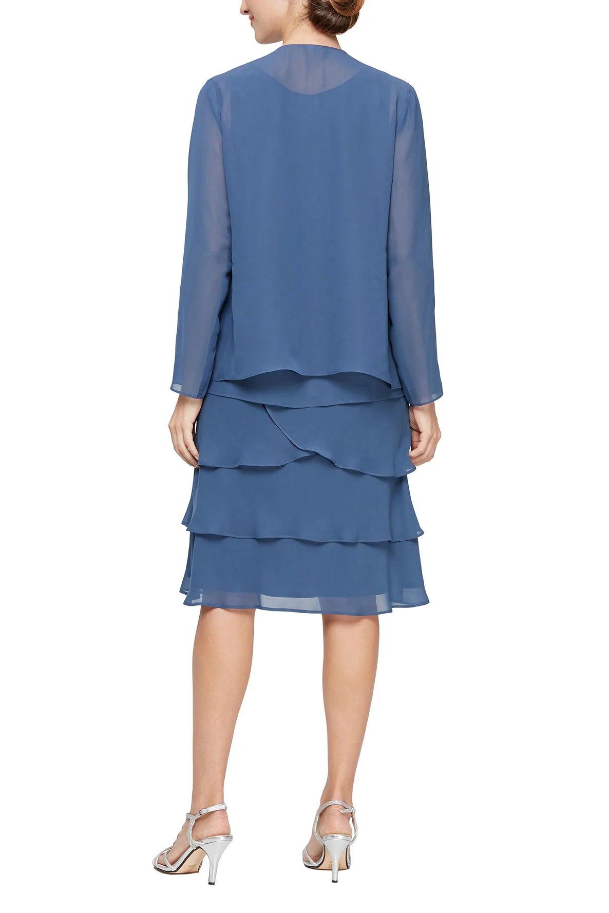 Fashions Chiffon Two-piece Scoop Neck Sequin Cut Out Jacket Dress